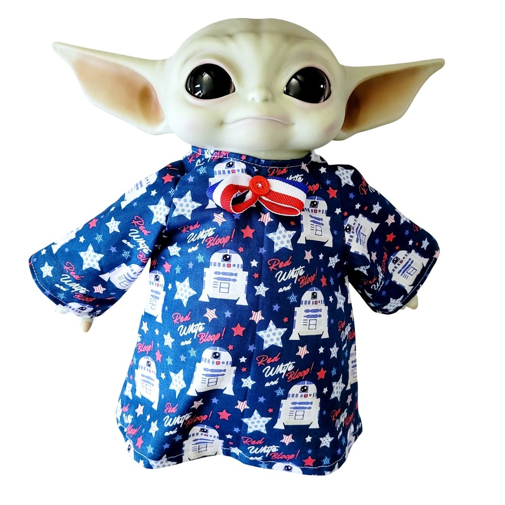 Fourth of July Outfit for 11" Baby Yoda Mattel Grogu plush Dolls- R2-D2, Bowtie.